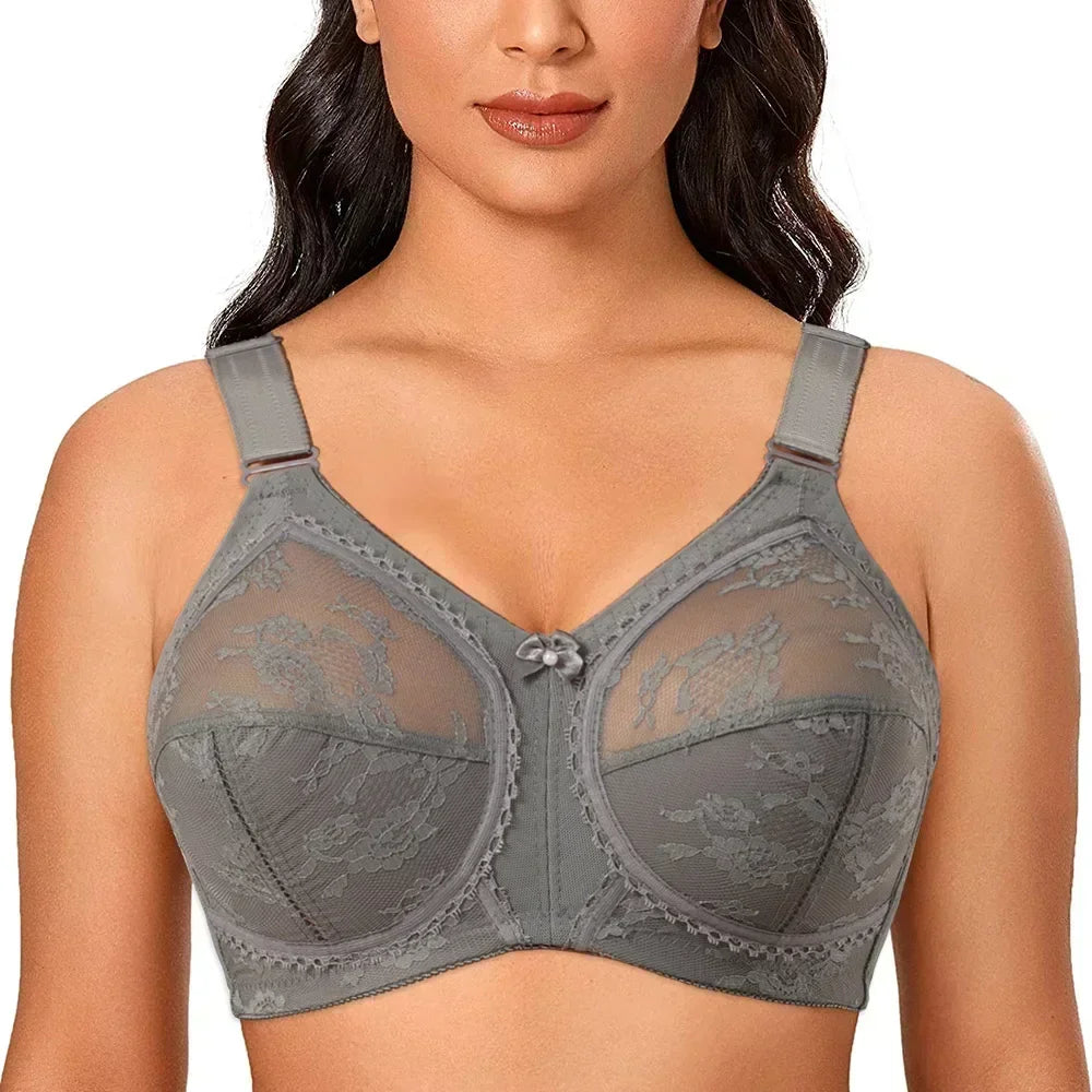 Women's Plus Size Bra Floral Lace Full Coverage Sexy No Steel Ring Bra Wrap Chest Sleeping Underwear Seamless Bras For Woman