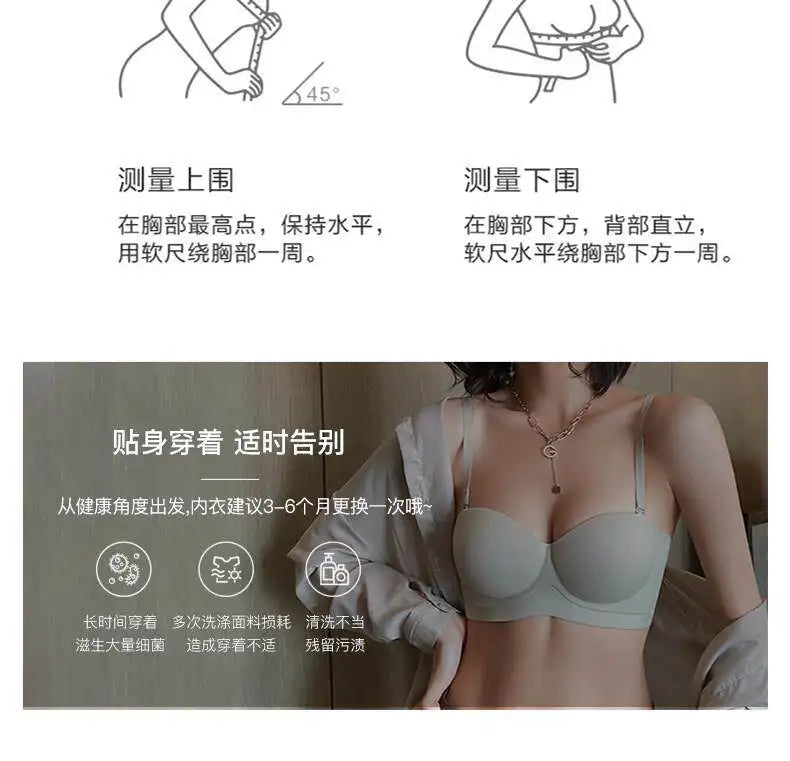 Front Closure Bras for Small Bust Women Deep V Plunge French Triangle Cup Seamless Thin Straps