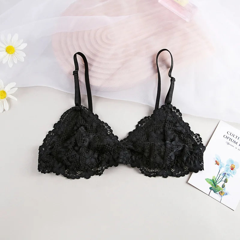 Wireless Bralette for Women Lace Push Up Bra Solid Color Sexy Transparent Lingerie Sexy No Pads Underwear Non-wire Intimates
