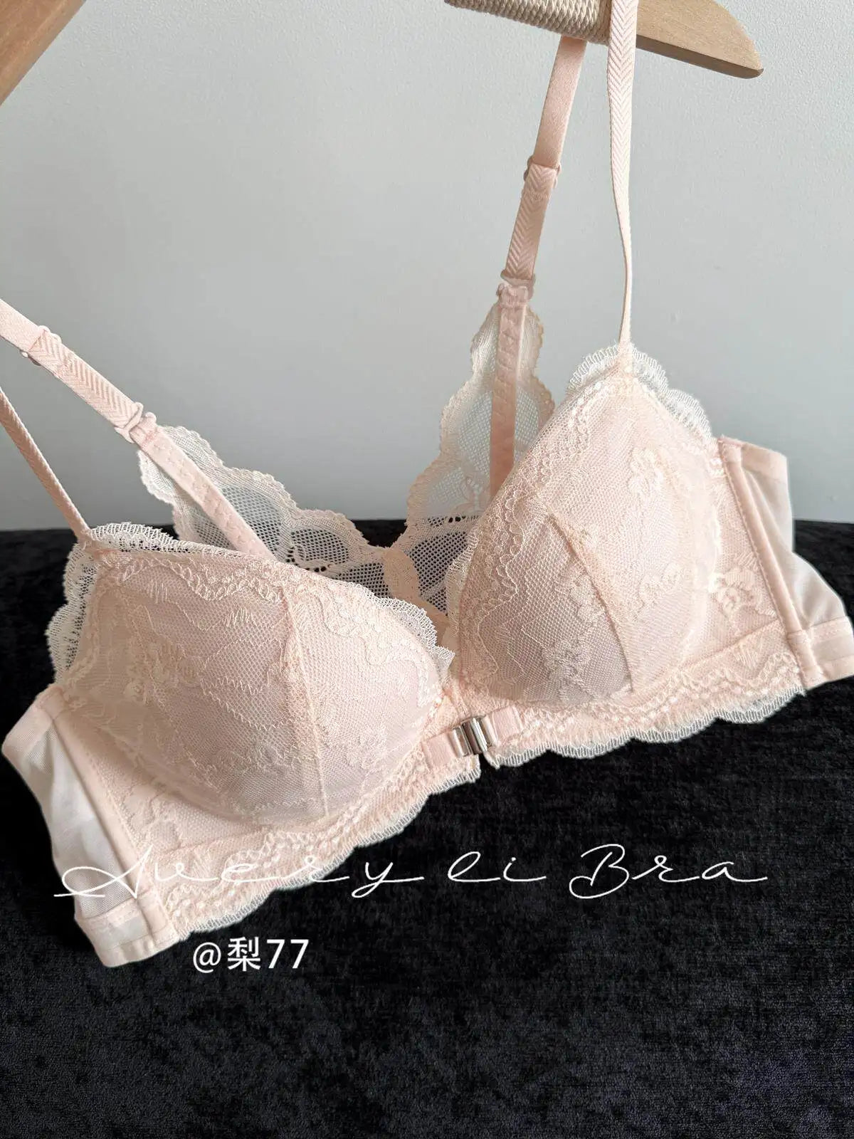 Women's Front Closure Bras Small Boobs Push Up Sexy French Lace Backless Anti Droop Side Smoothing Bandeau T-Shirt Bra