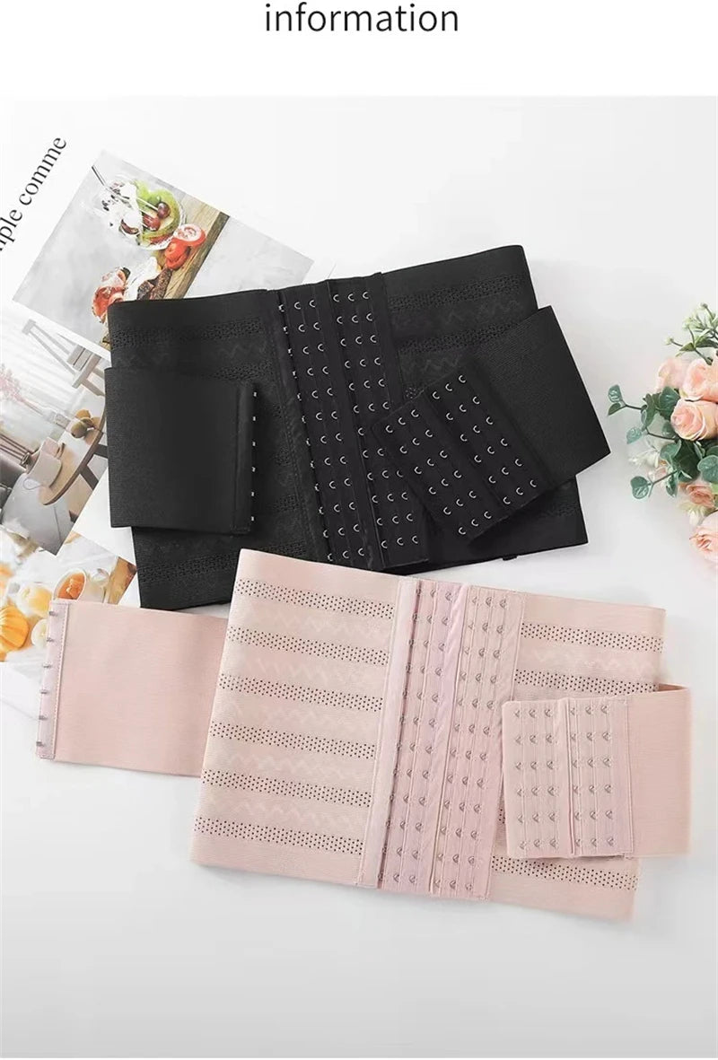 Shapewear Women Corset Belts Double Layer Waist Trainer Belly Shaper, 6-Row Hook Girdle Cincher, Tummy Shapewear Postpartum Flat
