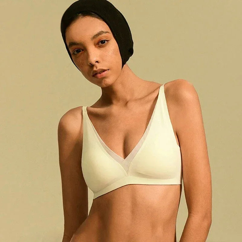 SUJIIN Plunge Push Up Bra for Small Chest Women Wireless Seamless Bralettes Comfortable Soft Padded Sexy Bra Women's Underwear