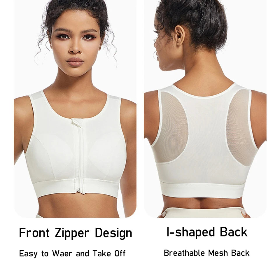 Plus Size Zip Front Closure Longline Bras Wireless Full Coverage Brassiere No Underwire Bralettes Hide Back Fat Bras