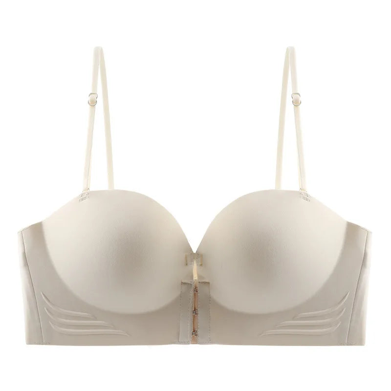 Strapless Bras Women Front Closure Seamless Brassiere Push Up Thick Underwear Adjustable Female Soft Solid Invisible Lingerie
