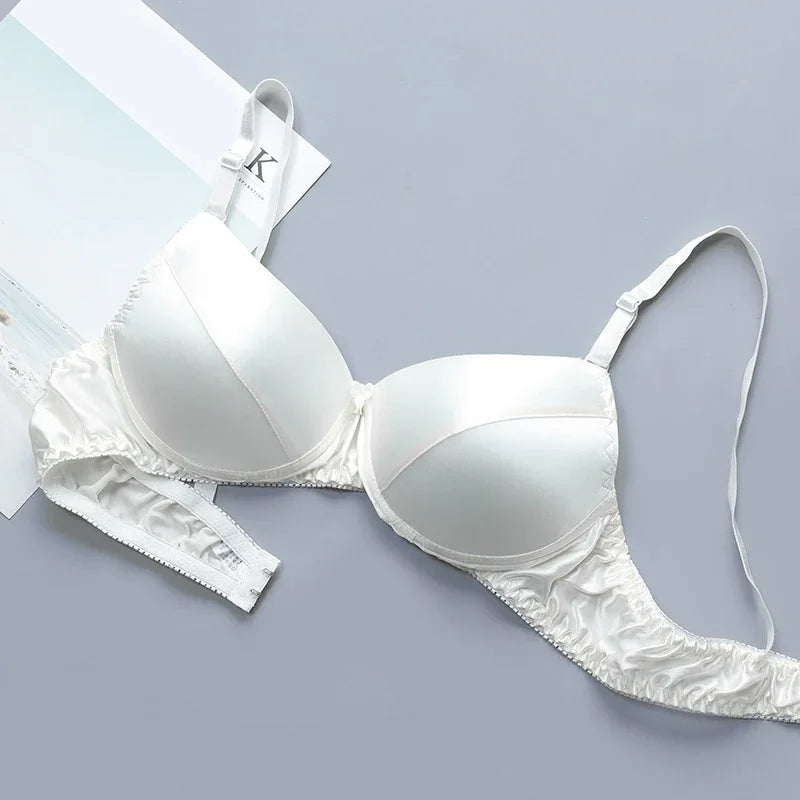 Comfortable Double Sided Silk Bra Without Steel Rims for Women B Cup Thin Oversized Wireless Bra  Soft Comfort Lingerie