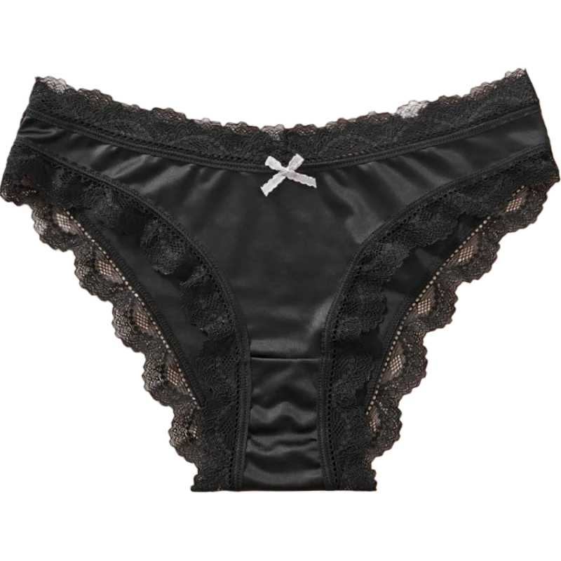 Felinus Ice Silk One-piece Slip Material Low Waist Sexy Lingerie Ladies French Satin Underwear Briefs New Lace Triangle Panties