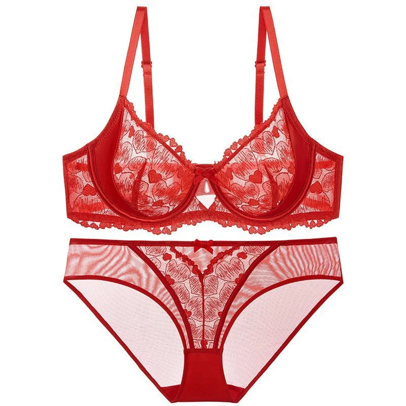 Ensemble Lingerie Luxe Français Dentelle Brodée Noir Mystère Rose Pur Soutien-Gorge Grand Découpe Cadeau Sensuel Design Élégant