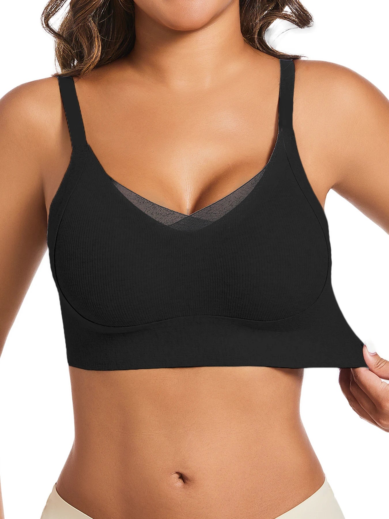 1pc Women's Casual Black  Push Up Bra With Medium Stretch Fabric