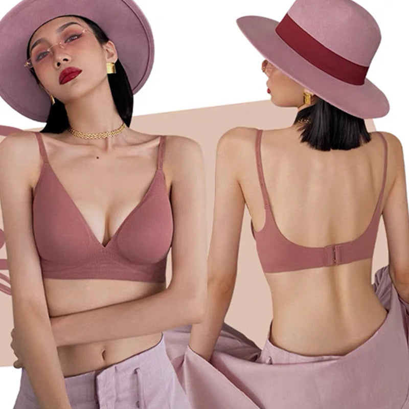 Seamless Bras For Women Sexy Lingerie Letter Strap Tops Wireless Brassieres Push Up Underwear Deep V Intimates U Back Bralette