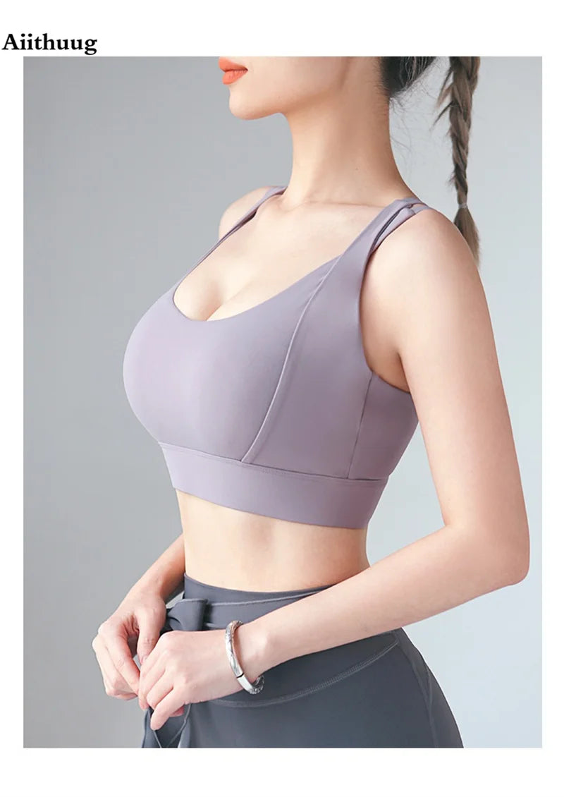 Aiithuug Sports Bras for Yoga Gym Workout Crop Top Fitness Tops Bounce Control Jogging Bras Push Up Running Top Active Wear