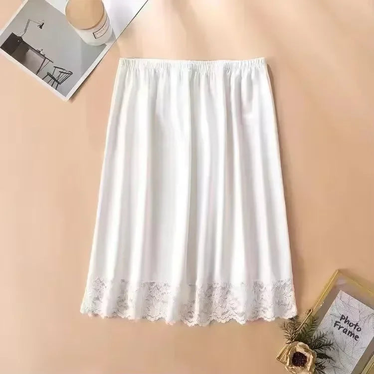 Womens Girls Modal Half Slips Underskirt Basic Soft Lace Trim Petticoat Underdress Intimates Safety Skirt Underwear