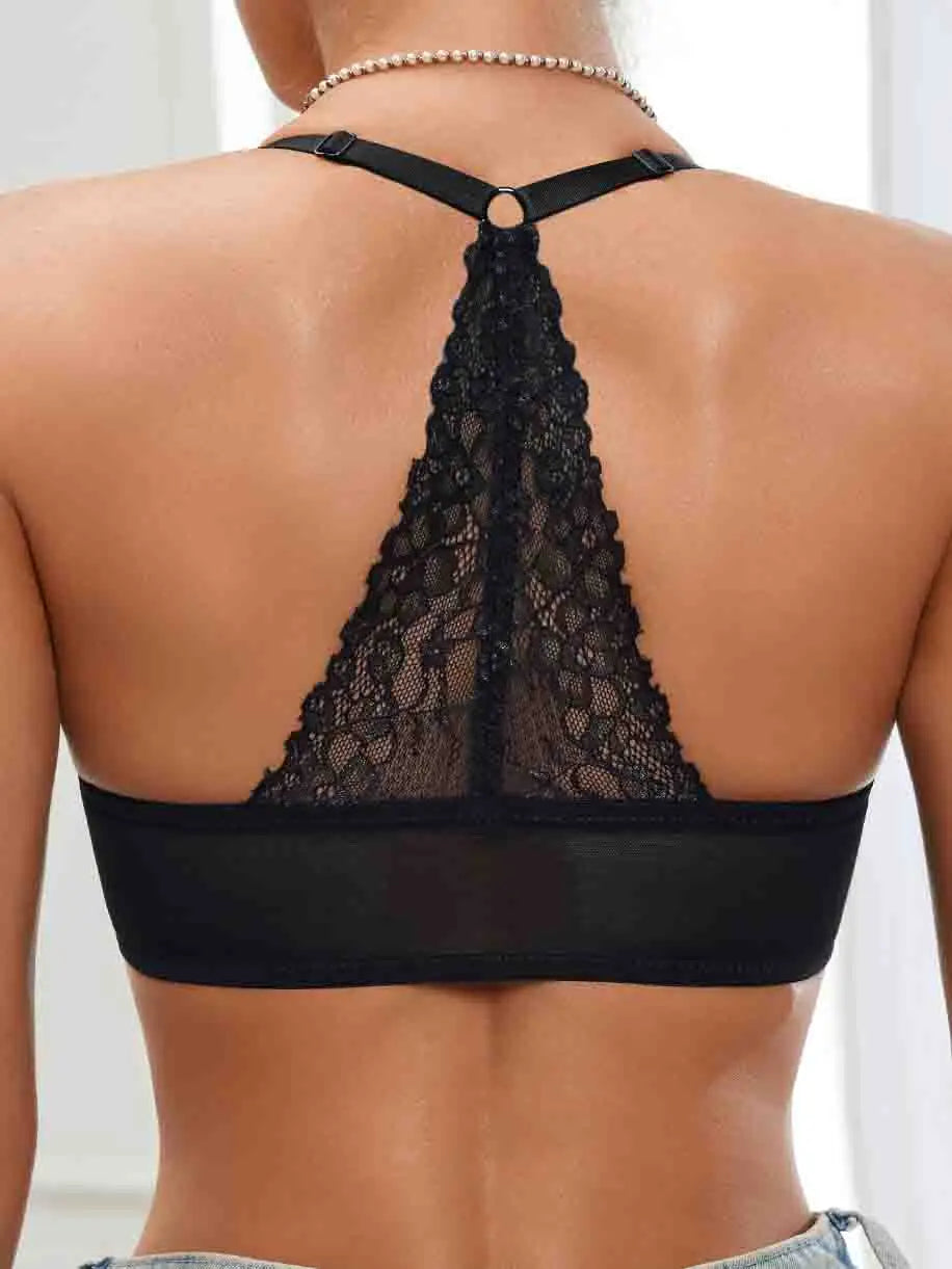 Women Lace Front Button Bra Push Up Plunge Sexy Bras Front Closure Bralette Underwear Adjust Strap Triangle Cup Low Cut lingerie