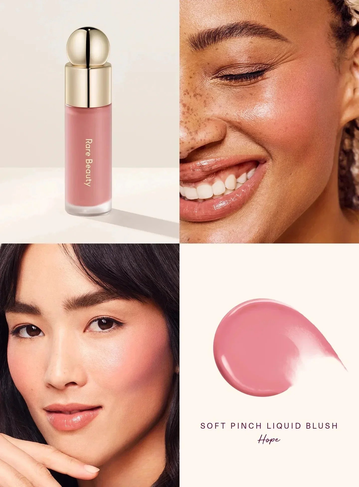 Rare Beauty Lip Gloss Liquid Blush Highly Pigmented Dewy Glow Natural Looking Waterproof Sweatproof Blusher Daily Use Makeup