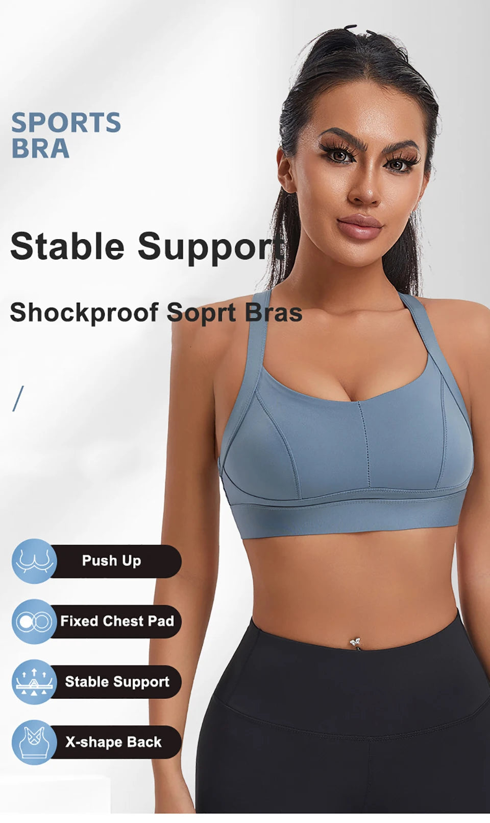 Women High Impact Sports Bra Criss Cross Back Padded Bra Workout Fitness Sports Yoga Bras Shockproof Sport Crop Top Vest