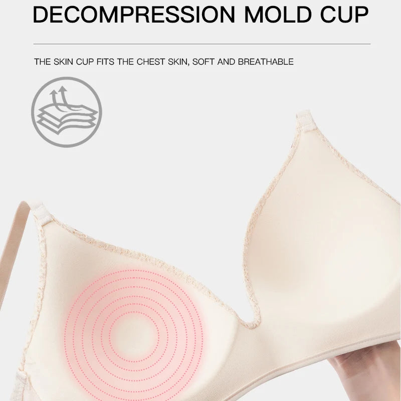 Sexy Lace Wireless Bras for Women Lingerie Push Up Bra Comfort Backless Sleep Tops Gathered Underwear French Bralette New