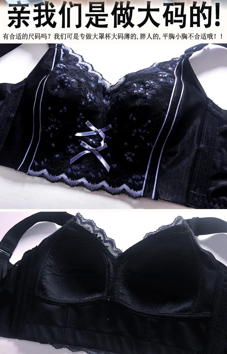 Womens Full Coverage Lace Push Up Bra Wireless Large Size Anti-sagging Underwear Female Lingerie 34 36 38 40 42 44 48 50 C D E