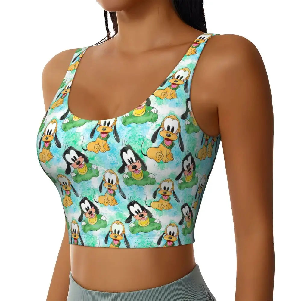 Custom Goofy Cartoons High Impact Sports Bras for Women Mangas Seamless Workout Running Crop Tank Tops