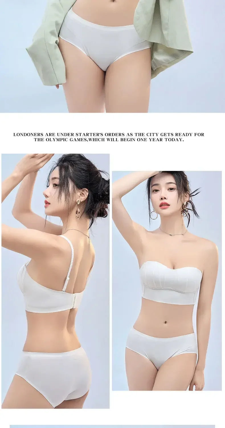 Sexy Push Up Bras French Pleated Bra New Detachable Ringless Thin Gather Bra Without Underwire Seamless Underwear for Women New