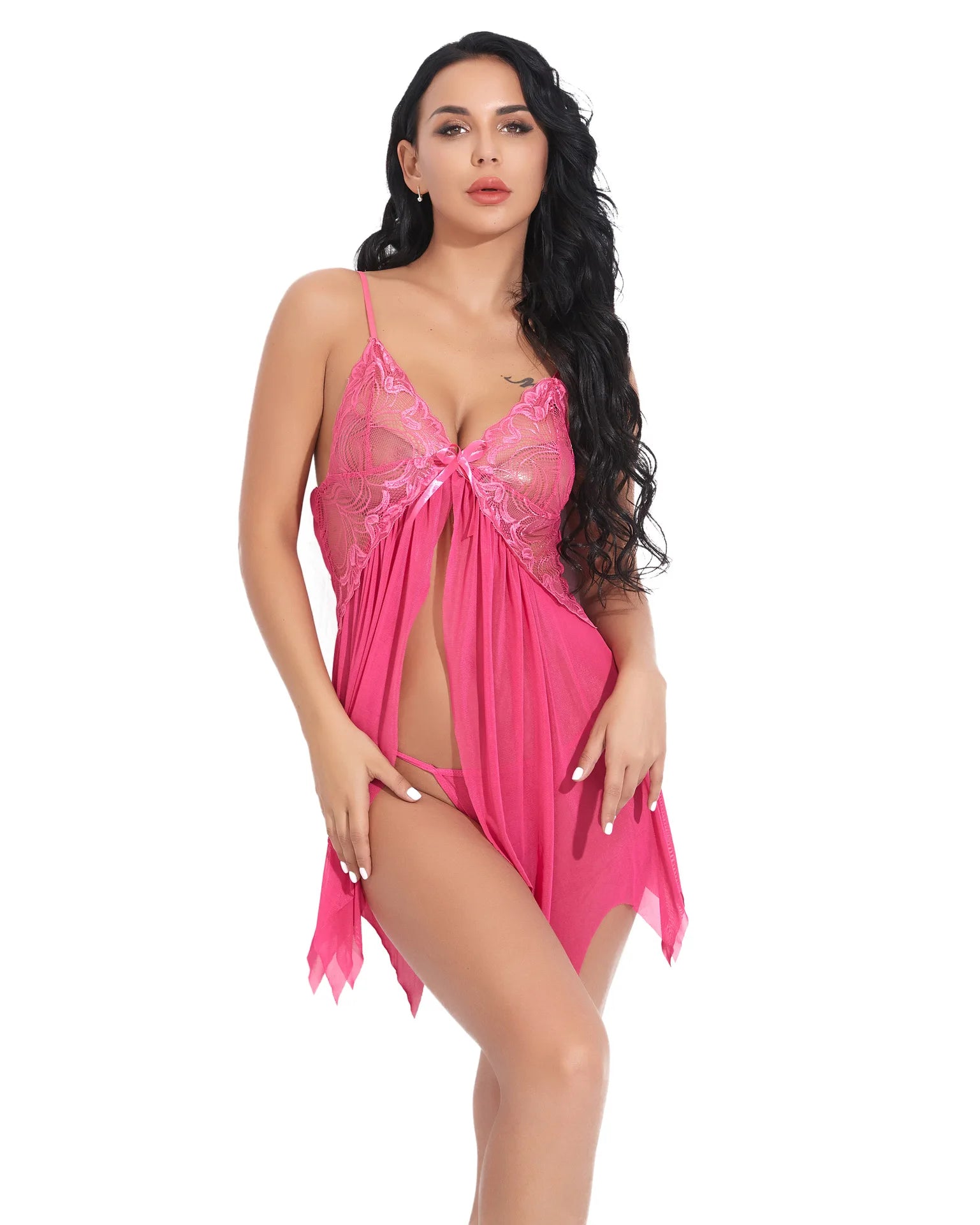 Hot Sexy Lingerie Women Porn Erotic Pajamas Lace Nightdress Sex Babydolls Clothes Transparent Dress with Panties Nighties