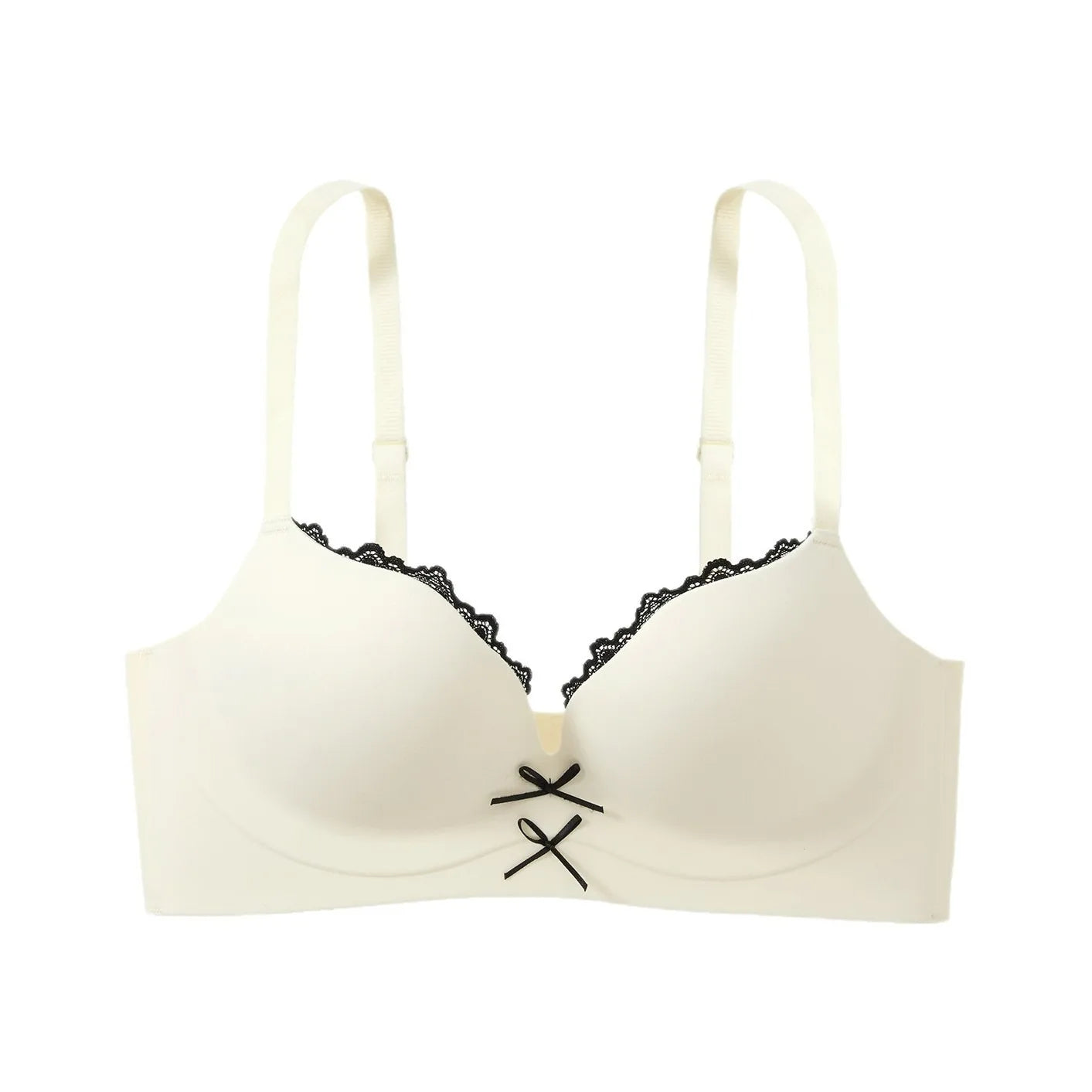 Lace-trimmed Sexy Bra, Full Cup, Bow Support, Side-reclining, High-elastic Undergarment Without Underwire