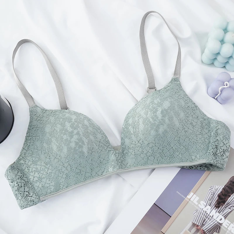 Sexy Lace Wireless Bras for Women Lingerie Push Up Bra Comfort Backless Sleep Tops Gathered Underwear French Bralette New