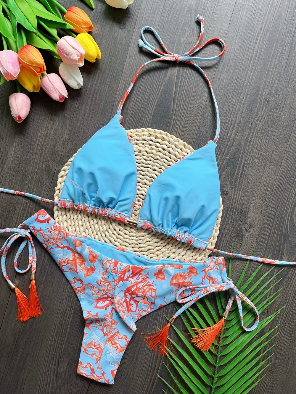 2022 Bikini Set Women Swimwear Push Up Swimsuit Bottom Print Brazilian Biquini Bathing Suit Swim Wear Beach
