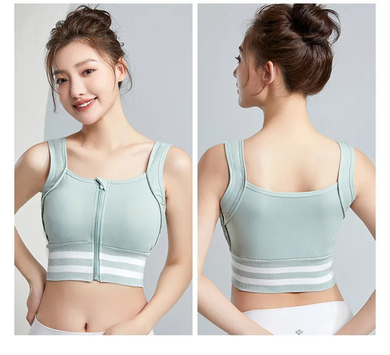 Sports Bras Zip Front For Women With Full Coverage Removable Padded Workout Bra Shockproof Yoga Underwear Running Fitness Vest