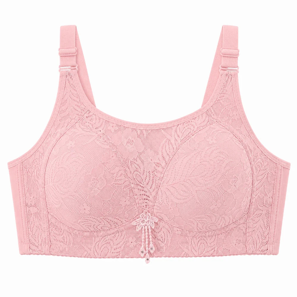 Breathable Anti-Sagging Wireless Push-Up Bra Underwear Floral Mesh Women Vest Bra Sweet Elderly Bra Women