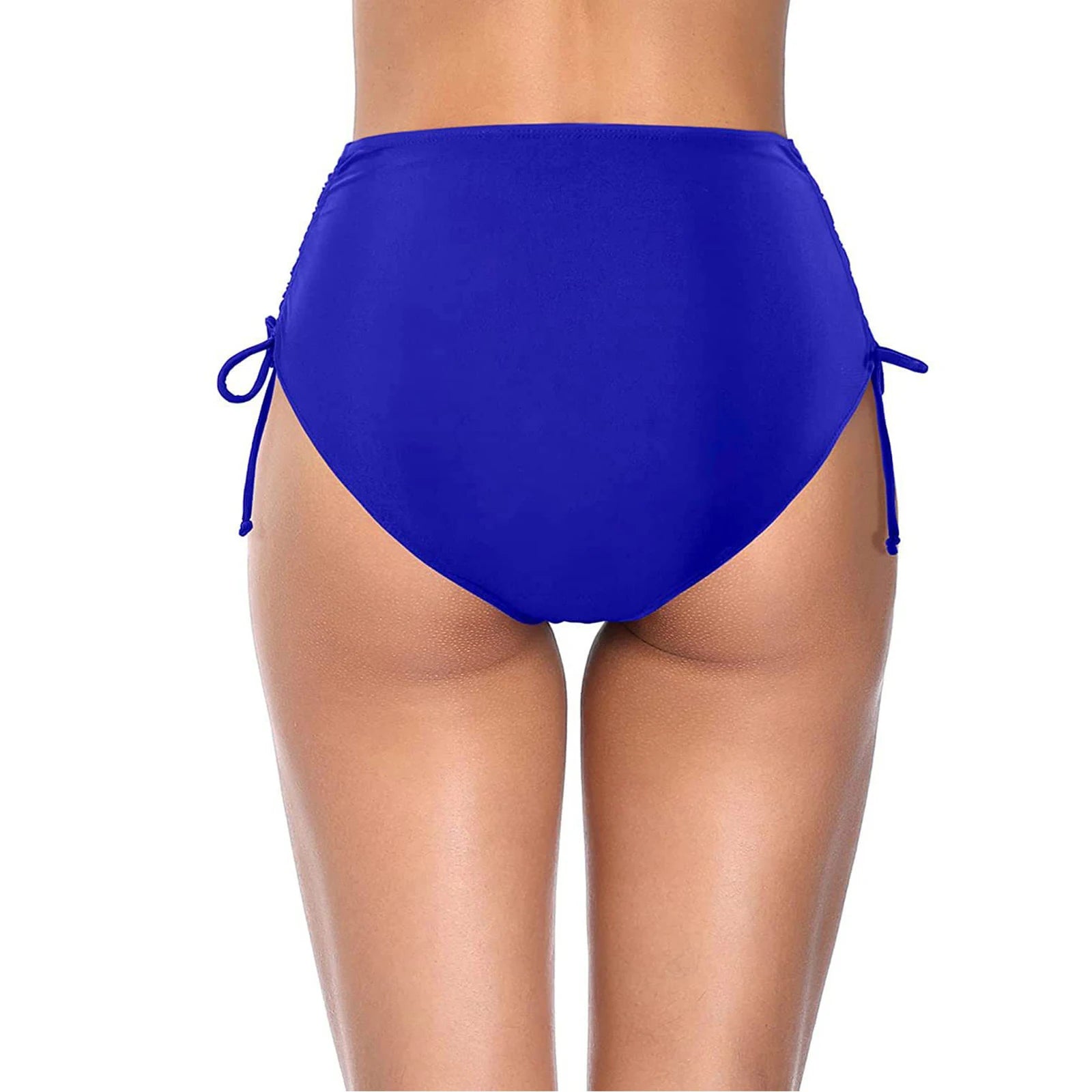 Basic Tight Swimming Bottoms for Female Solid Color High Waist Full Coverage Bikini Split Swimsuit Briefs Beach Drawstring Trunk