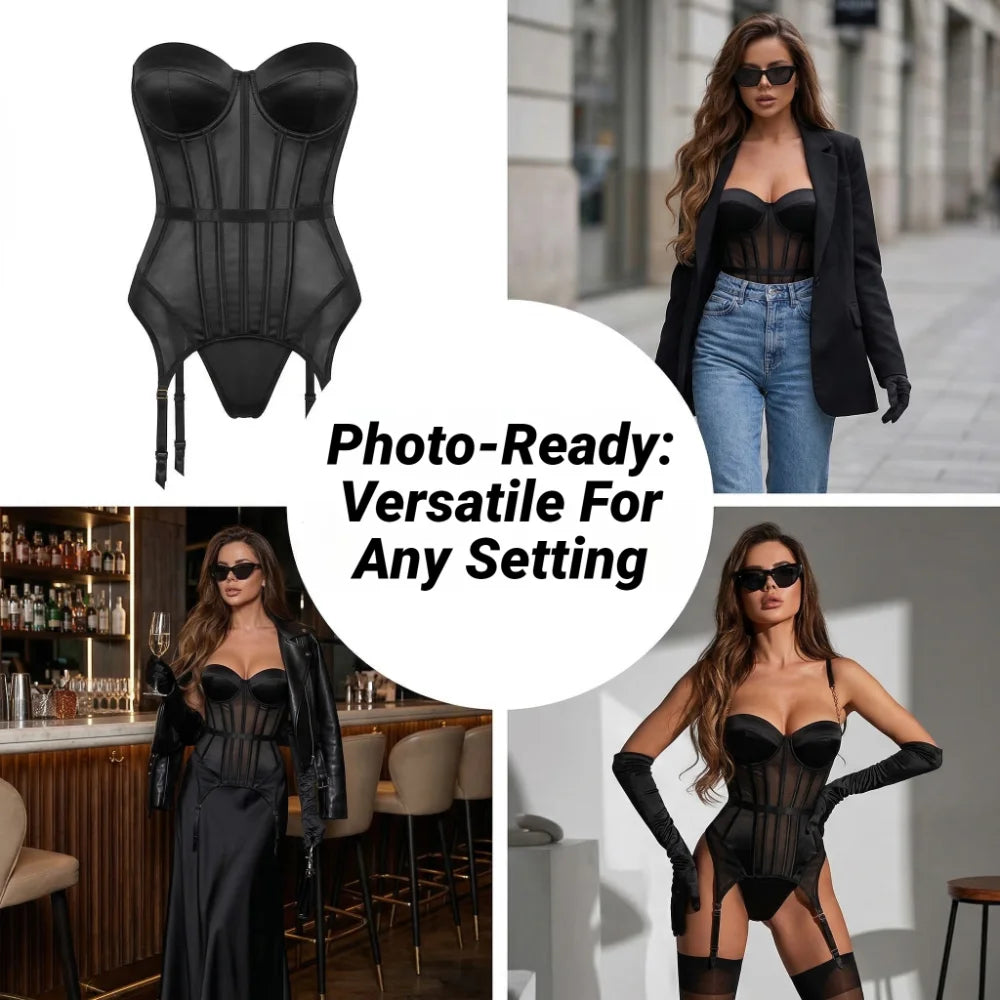Sexy Lingerie Luxury Brand Bodysuit Backless Tops For Women 3 Piece Lingerie Set With Garter Sexydresses For Women