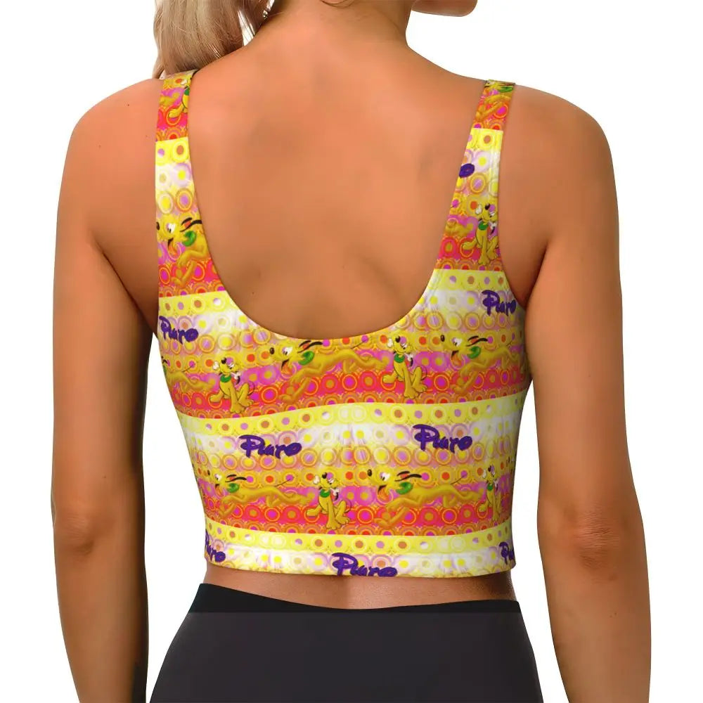 Custom Pluto Anime Manga High Impact Sports Bras for Women Classic Seamless Workout Yoga Crop Tank Tops