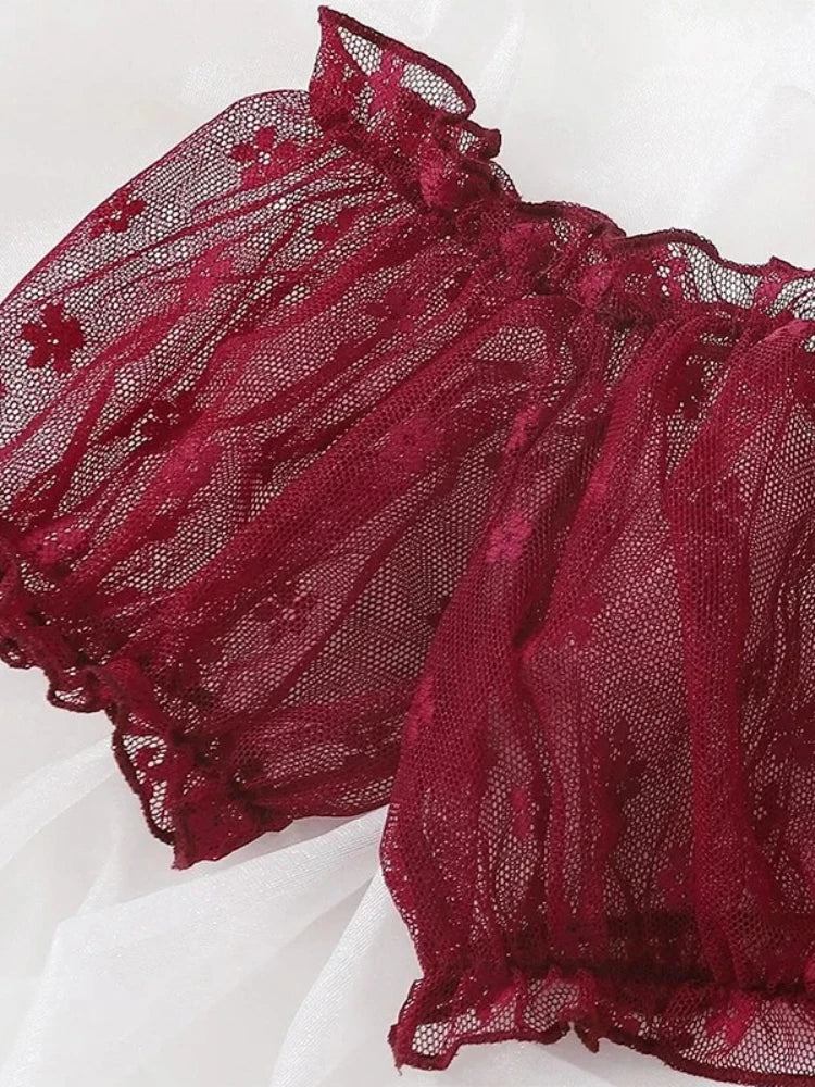 Sensual Lingerie Woman Sexy Bra Set See Through Exotic Sets Babydoll Lingerie Floral Off Shoulder Bralette Ruffle Sexy Underwear