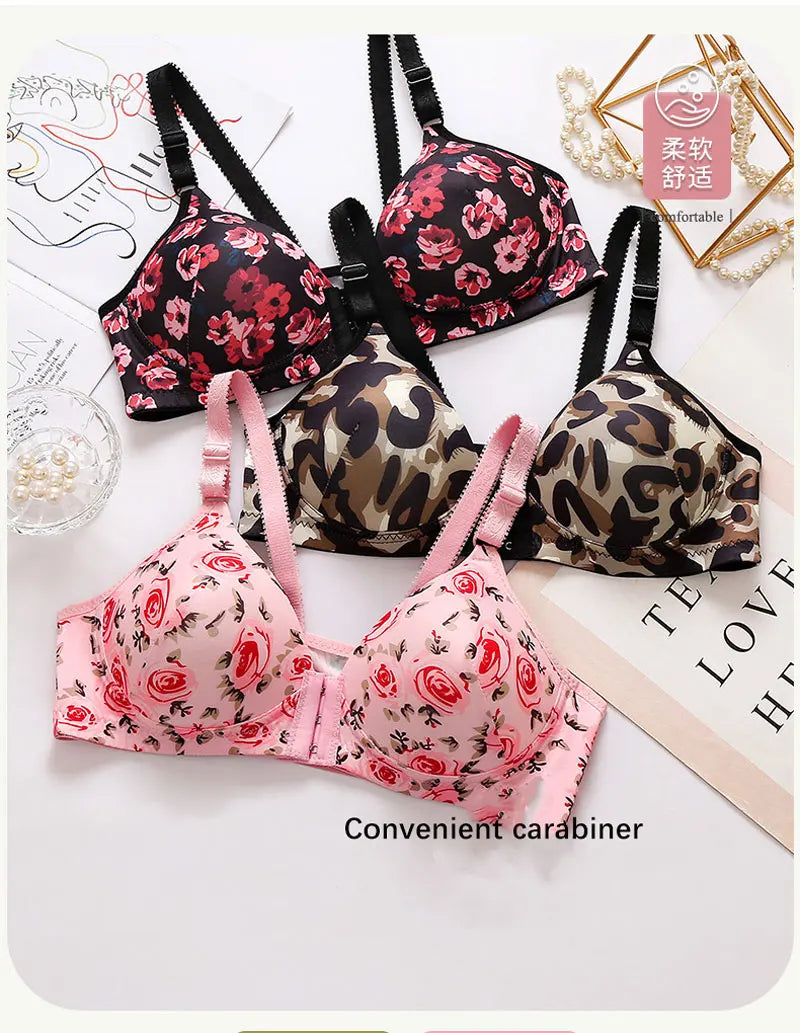 Seamless Sexy Bra For Women Push Up Thin Bras Wire Free Lingerie 3/4 Cup Bralette Underwear Breathable Front Closure Brassiere
