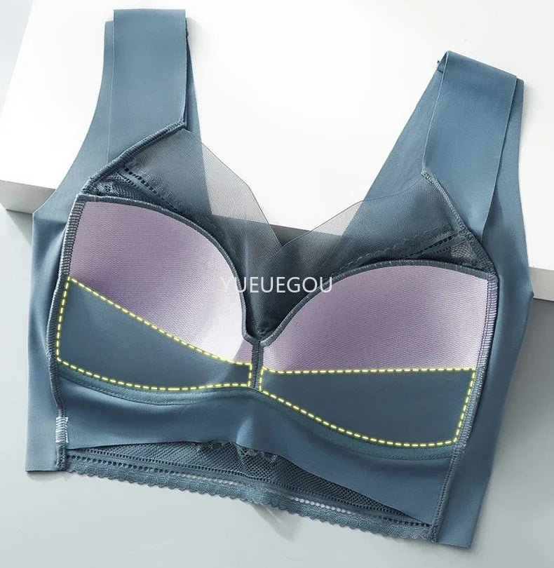 3 Pcs Women's Push Up Bralette Wireless Bras - 5cm Natural Lift, Seamless Lace Plus Size (L-6XL), No Underwire Comfort