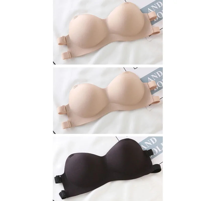 3pcs Sexy Strapless Bras Womens Wireless Bralette Soft Female Underwears Ladies Seamless Bras Breathable Backless Invisible Bras