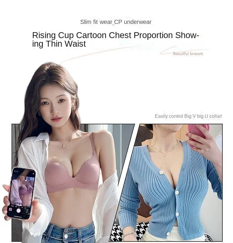 Ultra Thick 6CM Push up Bra for Small Chest Padded No Steel Ring Comfortable Sexy Lift Lingerie Flat Chest Women