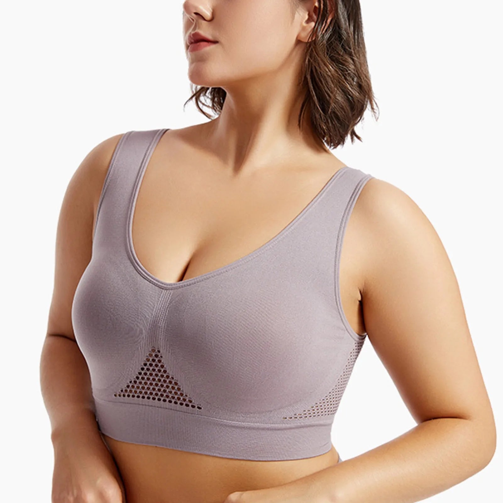Breathable Sports Bra Top Fitness Women Brassiere Removable Padded Sport Bra Running Gym Seamless Push Up Bras
