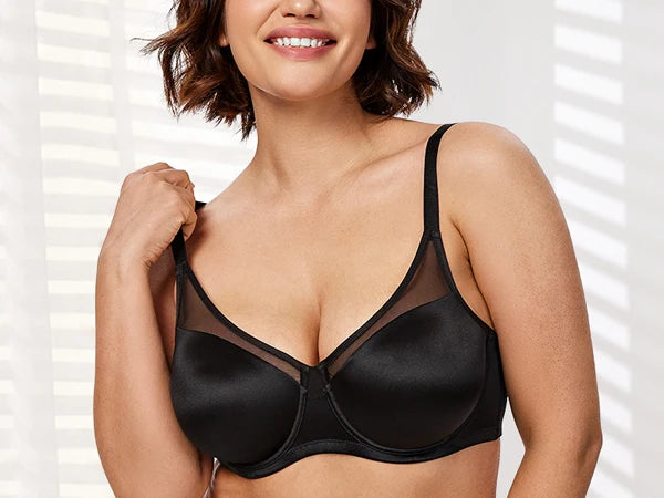 Wingslove Seamless Underwire Full Coverage Bra Unlined Lace Detail Comfort Bra For Women Soft Breathable Push Up Everyday Bra