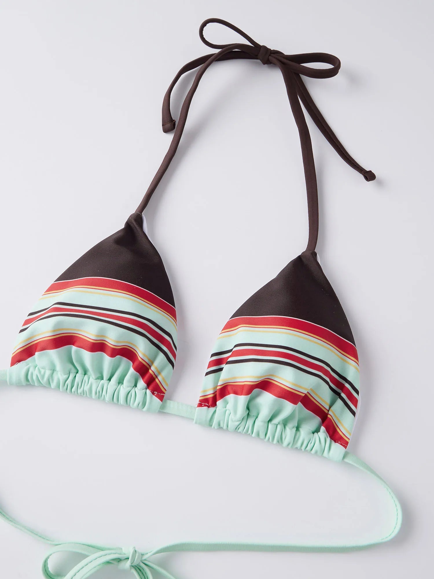 Womens Striped Bikini Sexy Halter Bra Tops with Shorts 2 Pcs Set Summer Beach High Waist Swimwear Female Bathing Suit
