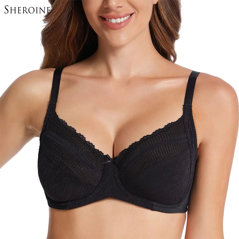 Sheroine Women's Full Coverage Minimizer Underwire Bra Unlined Plus Size Non-Padded Ultrathin Everyday Soft Bras
