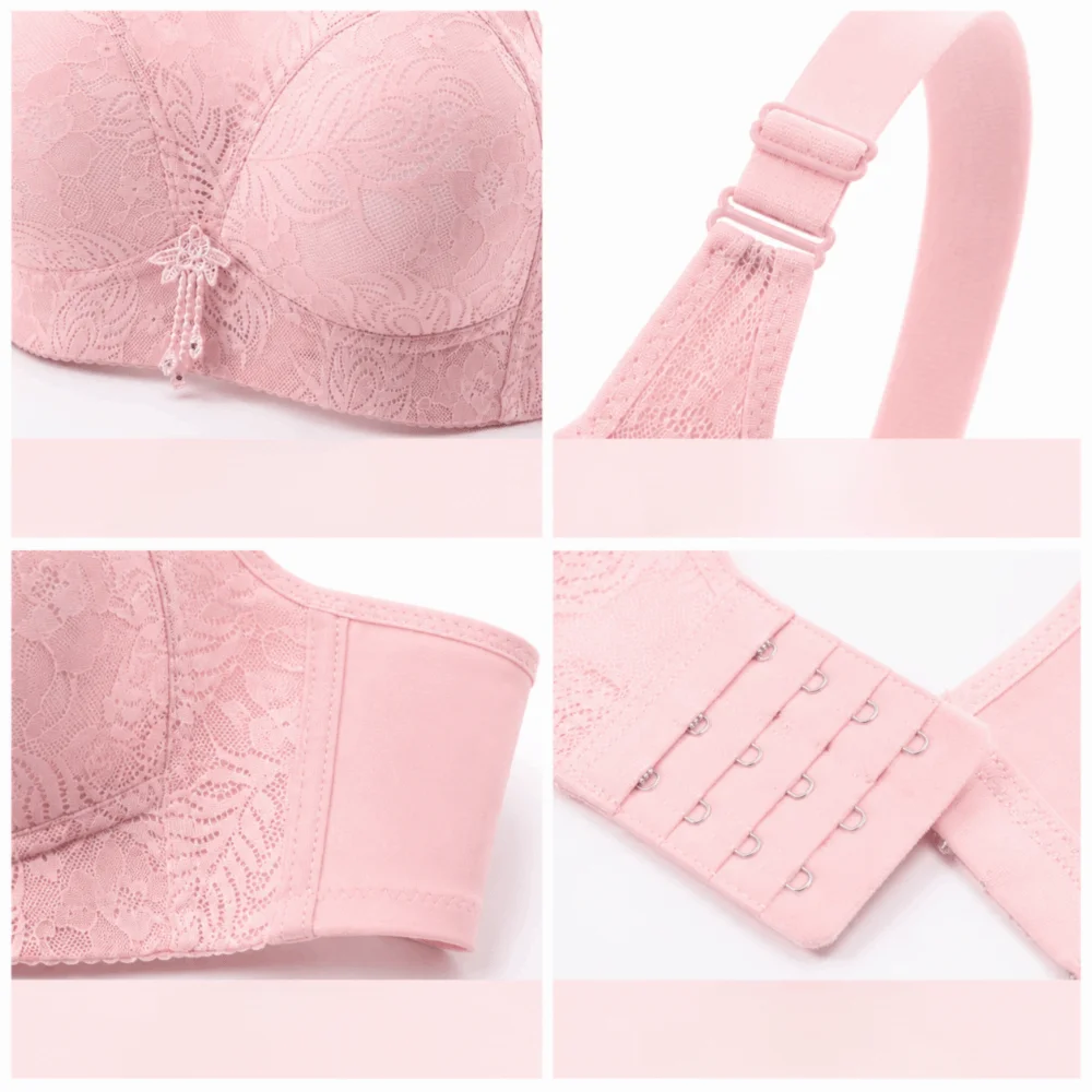 Breathable Anti-Sagging Wireless Push-Up Bra Underwear Floral Mesh Women Vest Bra Sweet Elderly Bra Women