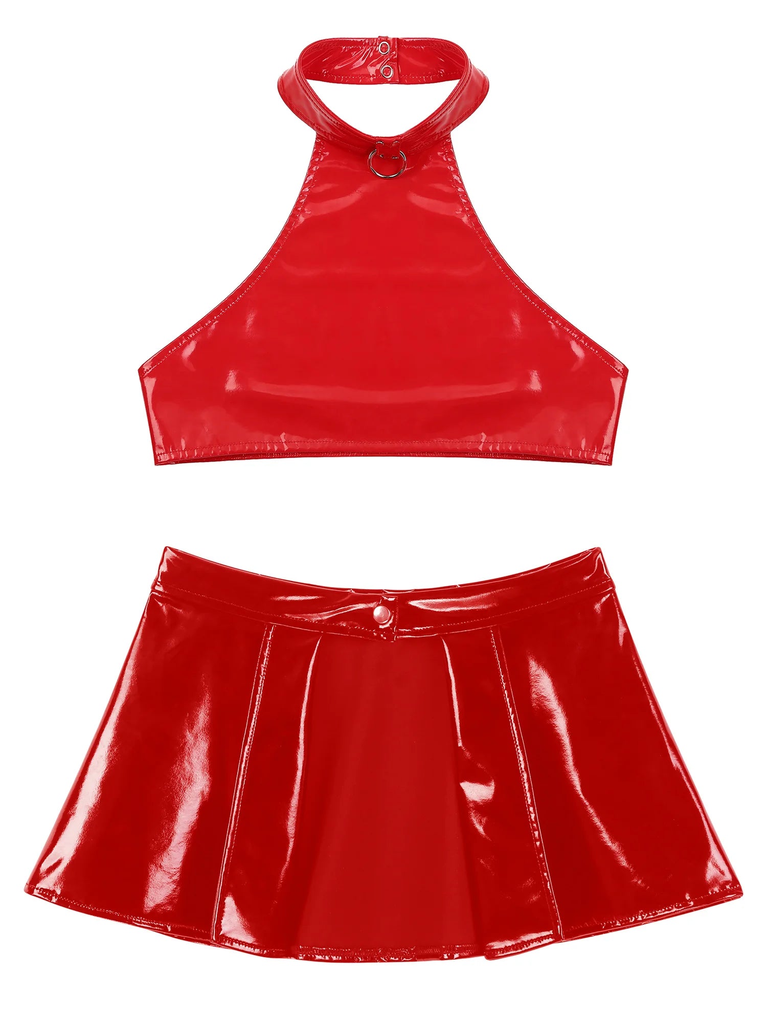 Two-Piece Female Lingerie Set Women Latex Nightclub Outfit Night Club Hot Girl Rave Festival Pole Dance Show Babydoll Costume