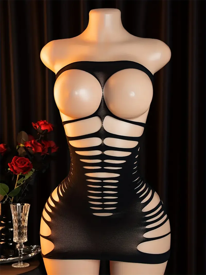 Strapless Open Bra Sexy Hollowed Out See Through Sexy Lingerie Erotic Babydoll Nightwear Chemises