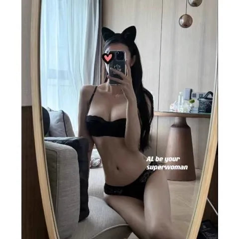 Sexy Lace Half Cup Thin Women's Bra Set Breast Enhancing Anti-Sagging Side Breast Collection Soft Steel Ring Nylon Fabric