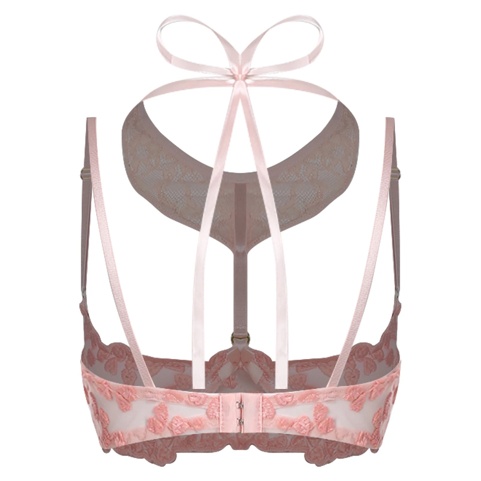Womens Sexy 1/4 Cup Bras Open Nipple Cups Lingerie Bra Top Padded Cup Push-up Underwire Bra Exposed Nipples Chest Balconette