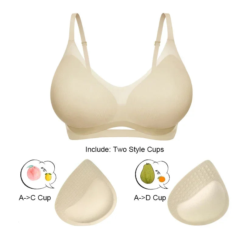 SUJIIN Push Up Bras for Women Summer Wireless Bralette Female Seamless Padded Small Chest Smoothing Mint Cooling Sexy Bra MX211