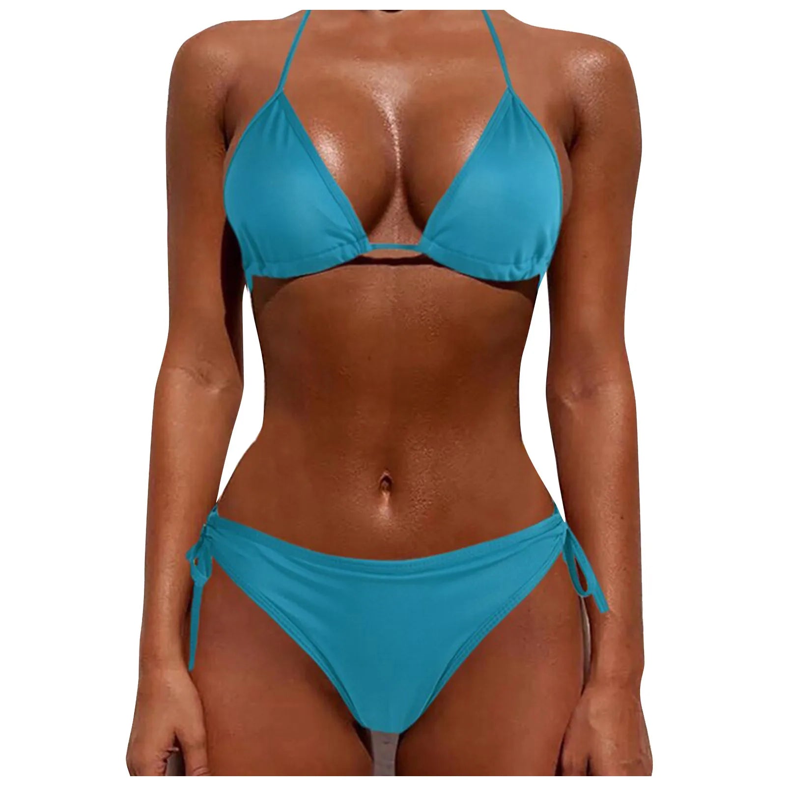 Women'S Seductive Lingerie Two-Piece Set Women'S Fashion Sexy Split Bikini Lace-Up Erotic Lingerie (no padding) swimsuit