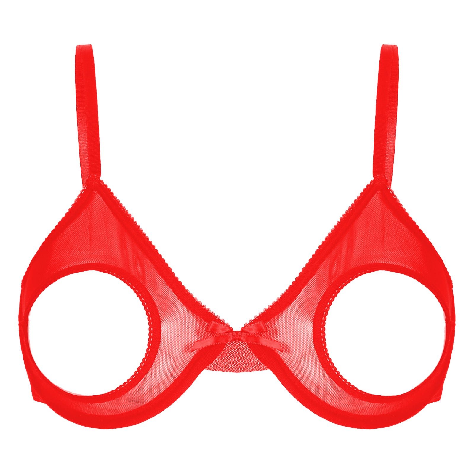 Women's Sheer Mesh Hollow Out Open Nipples Underwired Bra Tops Unlined Bralette Sexy Brassiere Balconette Underwear