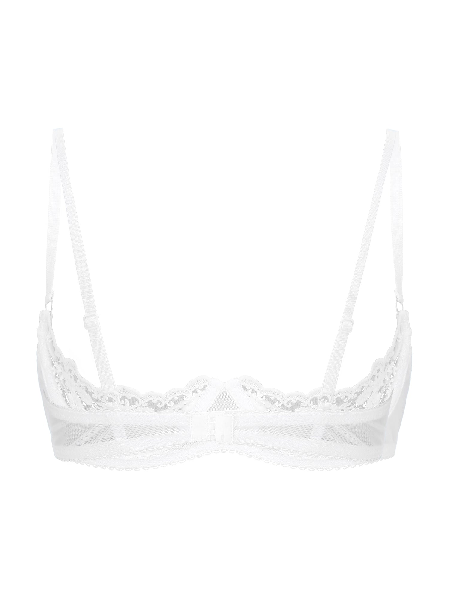 Women Sexy Half Cup Bras Open Nipple Lingerie Bra Top Sheer Floral Lace Underwired Underwear Adjustable Straps Unlined Brassiere