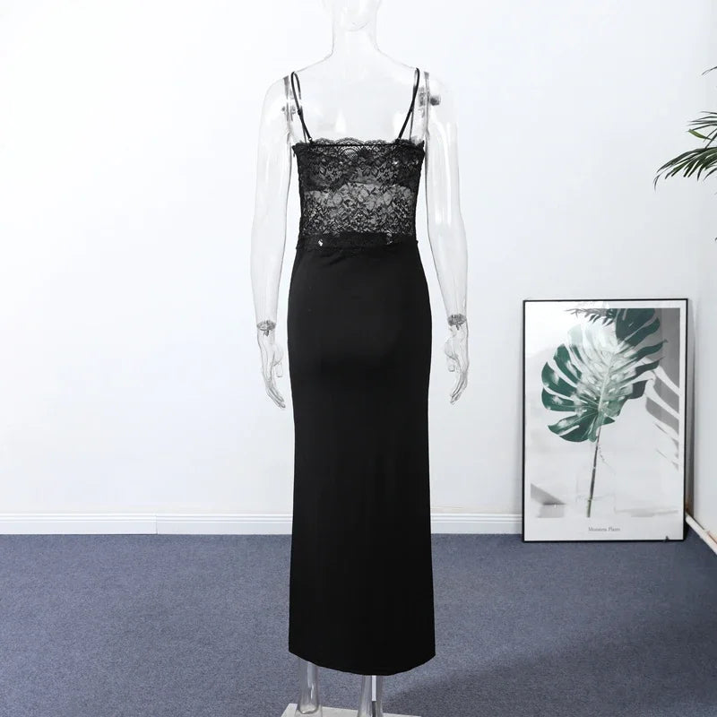 Lace Patchwork Women Slip Dress Sexy Sleeveless Spaghetti Strap See Through Slim Fitting Female Dress Summer Party For Lady 2026